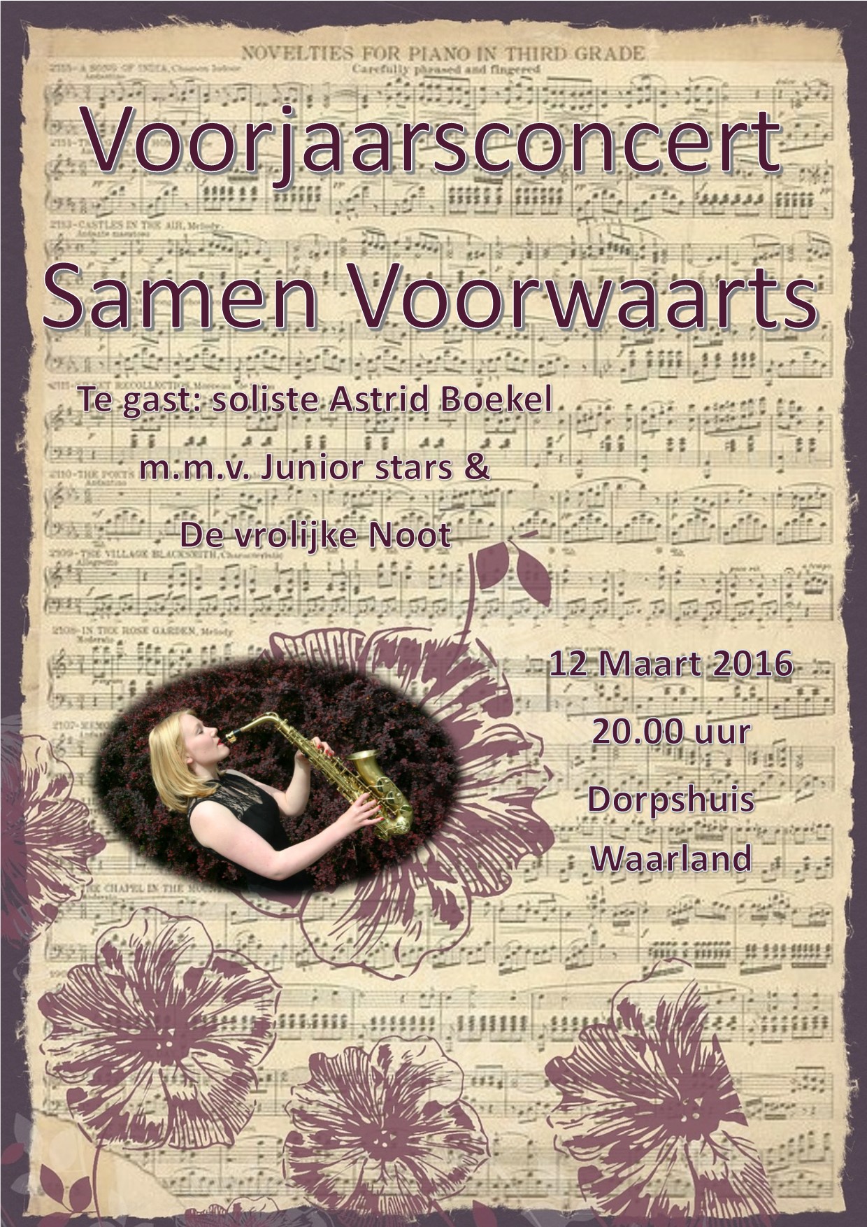 12 maart 2016 Voorjaarsconcert in Dorpshuis waarland
